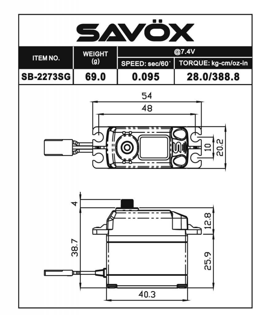 Servos* * | Special Offers Savsb2273Sg High Voltage Brushless Digital Servo 0.095/388.8 @ 7.4V (Savox)