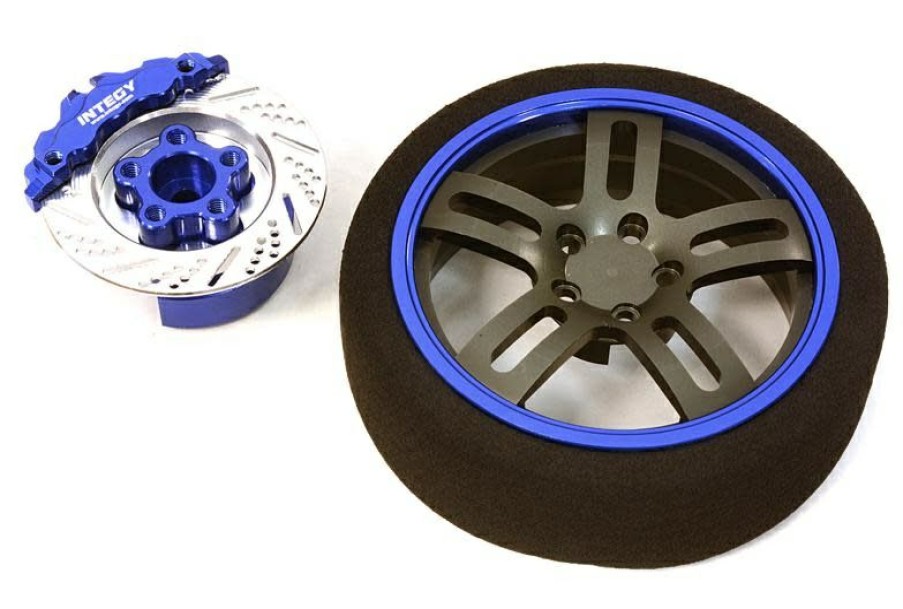 Radios & Accessories * | Latest Fashion C26907Blue Blue Billet Machined Alloy D5 Spoke Steering Wheel Set For Traxxas Radio Transmitter (Integy)