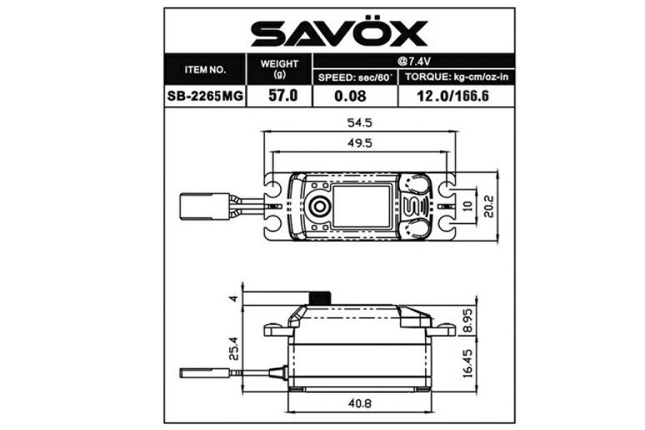 Servos* * | Exquisite Gifts Savsb2265Mg-Be Black Edition Low Profile High Voltage Brushless Digital Servo 0.08Sec / 166.6Oz @ 7.4V (Savox)