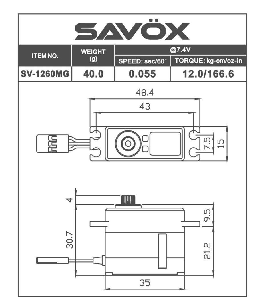 Servos* * | Sale Savsv1260Mg Mini Digital High Voltage Aluminum Case Servo 0.055Sec / 167Oz @ 7.4V (Savox)