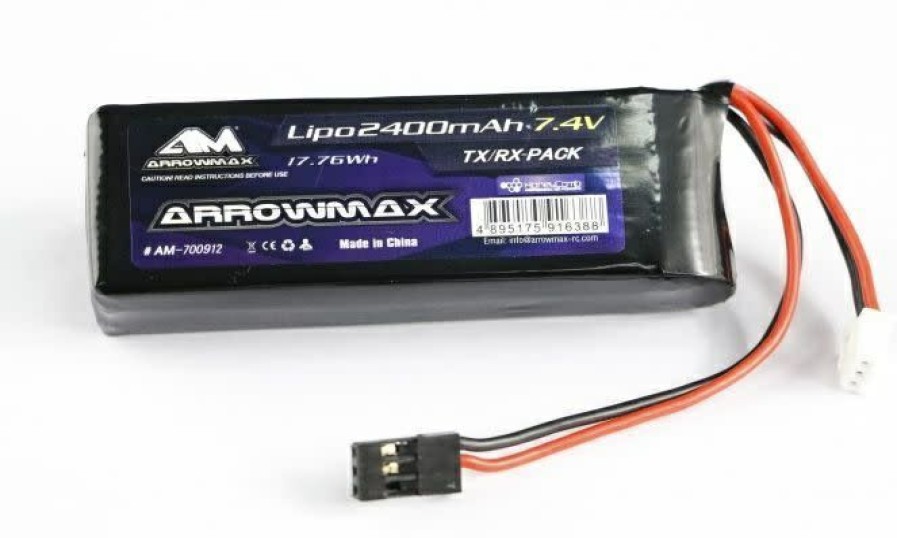 Radios & Accessories * | Latest Fashion Am-700912 Am Lipo 2400Mah 2S Tx/Rx 7.4V Flat Pack (Arrowmax)